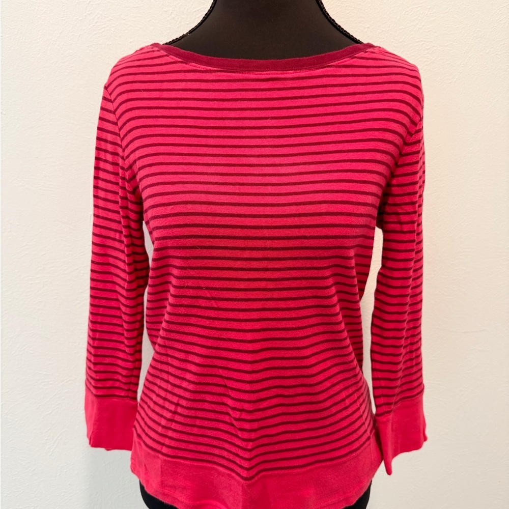 Halogen Red and Black Striped Long Sleeve Top
